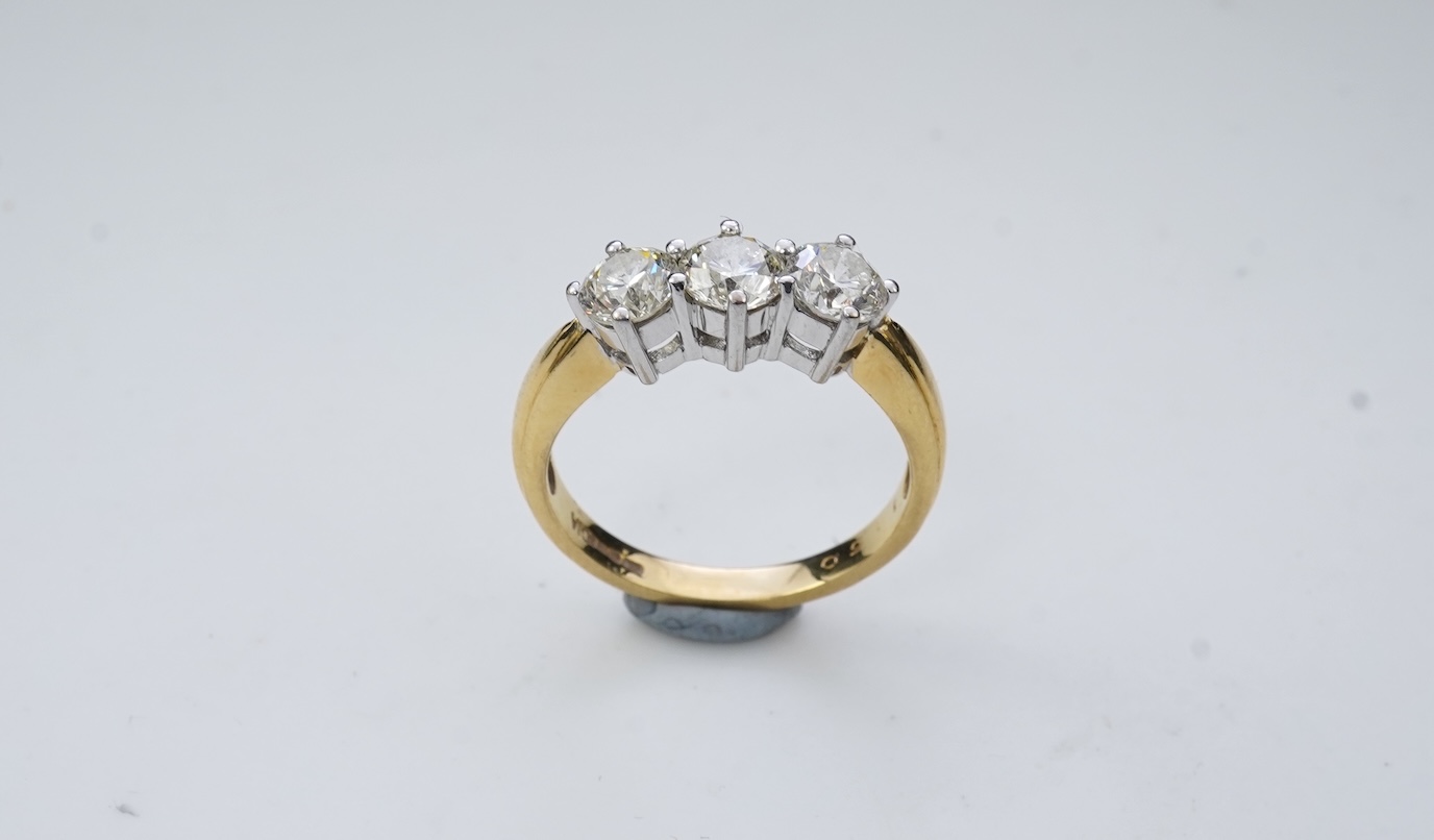 A diamond three-stone ring